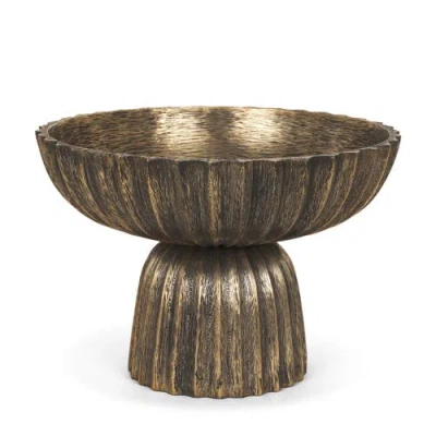 Mercana Ciaran Fluted Textured Metal Decorative Bowl In Gold