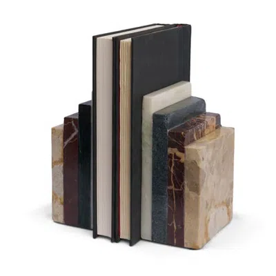 Mercana Corte Mixed Marble Stacked Bookends In Multi