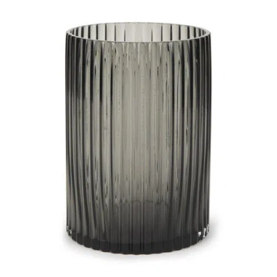 Mercana Dawn Ribbed Glass Vase In Gray