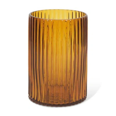 Mercana Dawn Ribbed Glass Vase In Yellow