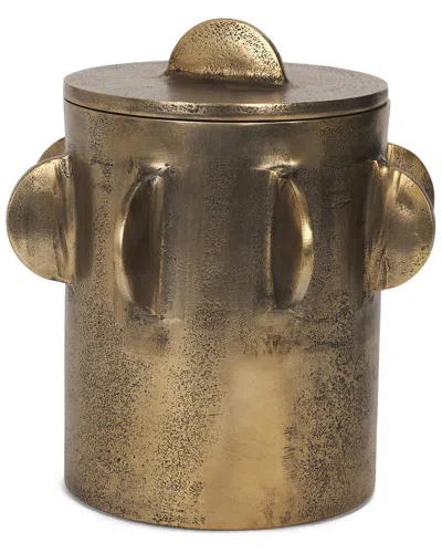 Mercana Deacon Large Antiqued Metal Canister In Gold