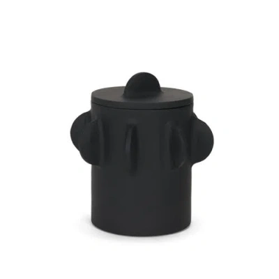 Mercana Deacon Metal Canister With Sculptural Handles In Black