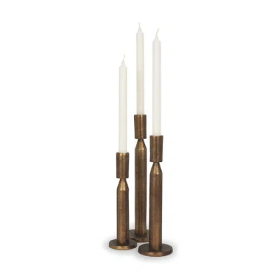 Mercana Declan Cast Metal Taper Candle Holder In Brown