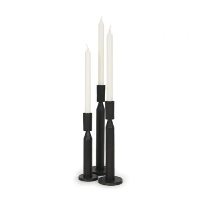Mercana Declan Cast Metal Taper Candle Holder In Black