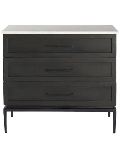 Mercana Divina Marble Top Accent Cabinet In Black