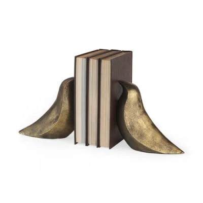 Mercana Dover Set Of 2 Aluminum Dove Bookends In Gold