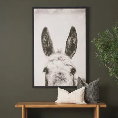 Mercana Downward Facing Donkey Sepia By Nathan Larson Textured Framed Canvas Photo Print In Black;white;gray;beige;tan;dark Gray;lig