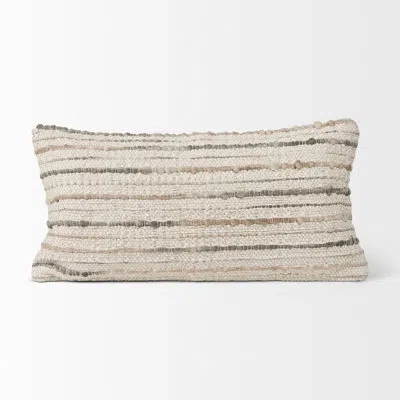 Mercana Elgan Cotton Blend/canvas Lumbar Rectangular Pillow Cover In Cream