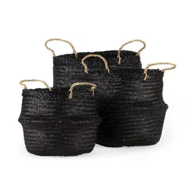 Mercana Ella Set Of 3 Seagrass Baskets In Black