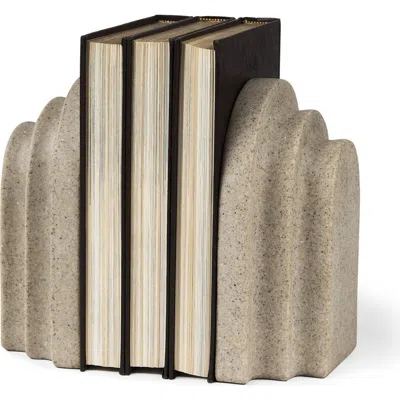 Mercana Empire Resin Arc Book End Set In Brown