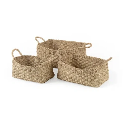 Mercana Emra Set Of 3 Seagrass Rectangular Basket In Brown