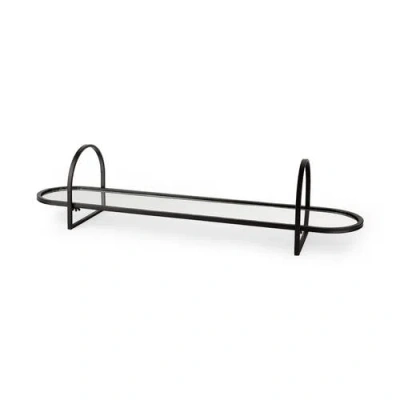 Mercana Evianna Mirrored Metal Frame Tray In Black