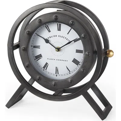 Mercana Gaston Metal Circular Table Clock In Black