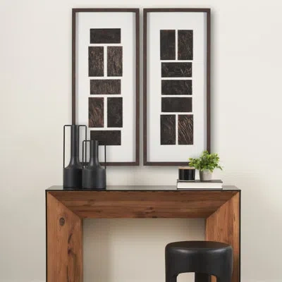 Mercana Grouped Bricks By Studio M A Framed Art Print Matted Under Glass In Brown