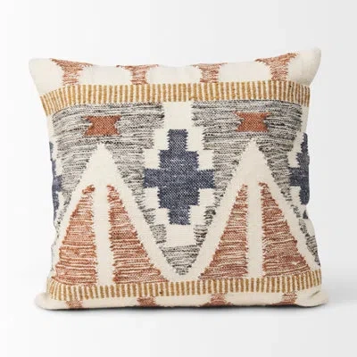 Mercana Ikat Pillow Cover In Blue;orange;cream