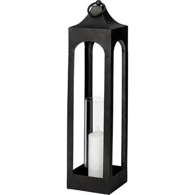 Mercana Ina Charcoal Metal Candle Holder Lantern In Black