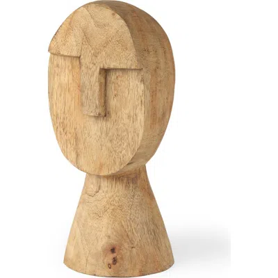Mercana Ivan Wooden Head Sculpture In Brown