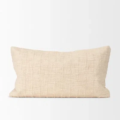 Mercana Jacory Cream Checker Textured Decorative Lumbar Pillow Cover In Ivory