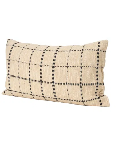 Mercana Jaela Striped Checkered Decorative Pillow In Brown