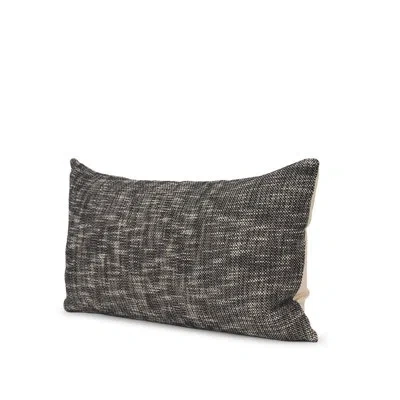 Mercana Jalia Cream And Black Cotton Decorative Lumbar Pillow Cover In Black,cream