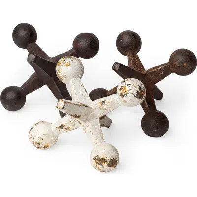 Mercana Jax Set Of 3 8l X 7w Cast Iron Metal Jacks In Brown