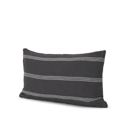 Mercana Jayme Gray And White Striped Cotton Decorative Lumbar Pillow Cover