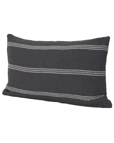 Mercana Jayme Striped Cotton Decorative Lumbar Pillow In Black