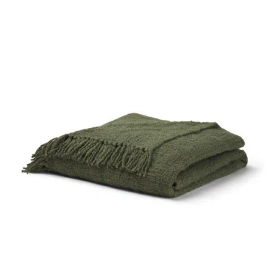 Mercana Kambal Woven Cotton Throw Blanket In Green
