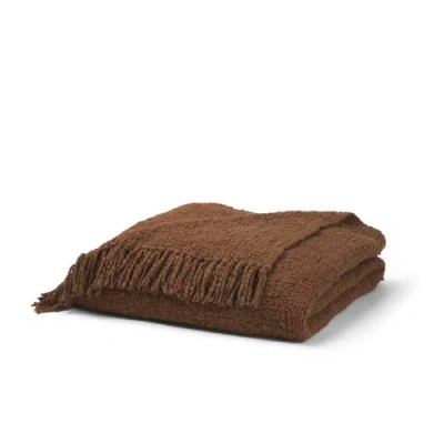 Mercana Kambal Woven Cotton Throw Blanket In Brown