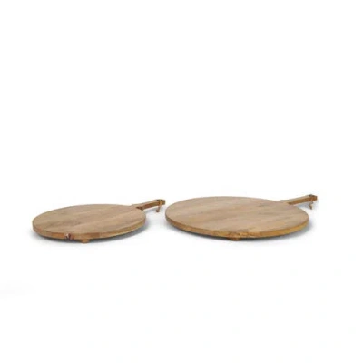 Mercana Karana Natural Solid Wood Round Serving Boards In Brown