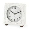 Mercana Karl Rustic Iron Rounded Square Table Clock In White