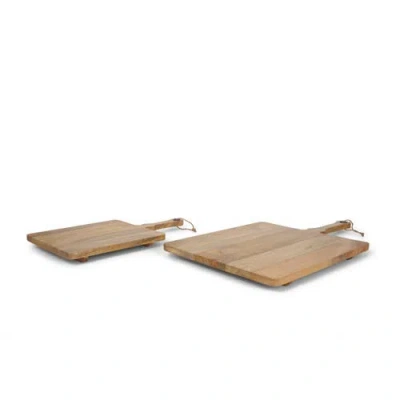 Mercana Khana Natural Solid Wood Square Serving Boards In Brown