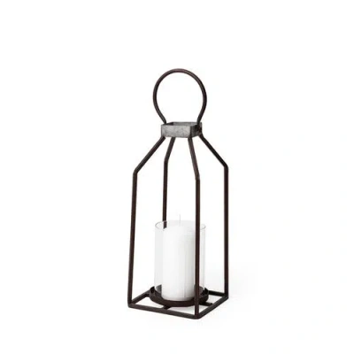 Mercana Kingston Rustic Metal Framed Table Candle Holder In Black