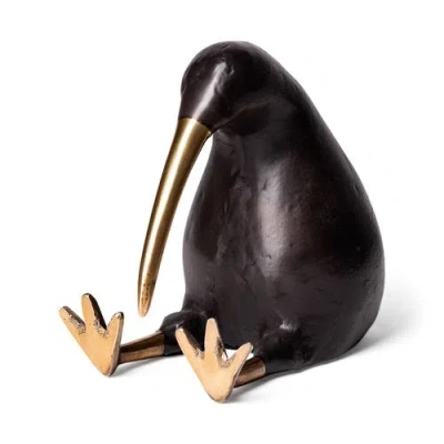 Mercana Kiwi Cast Aluminum Bird Sculpture In Black