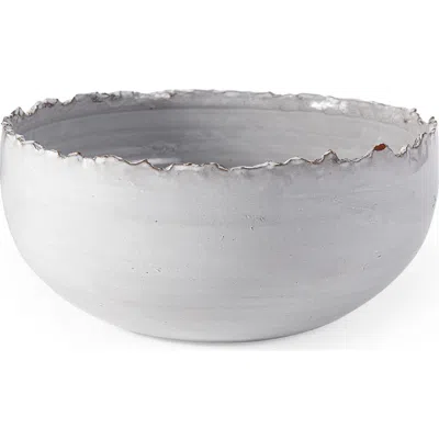 Mercana Larsen Ceramic Large Decorative Bowl In White