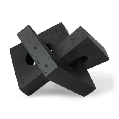Mercana Linx Granite Resin Sculpture Decorative Object In Black