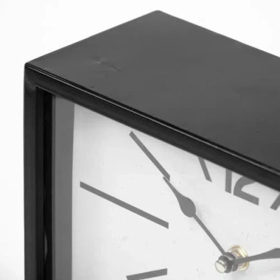 Mercana Lita Metal Rectangular Table Clock In Black