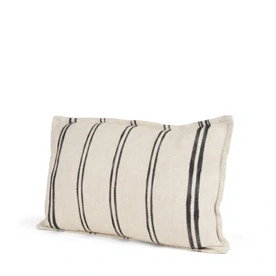 Mercana Liv 13x21 Cream W/ Black Stripes Decorative Pillow Cover In Brown