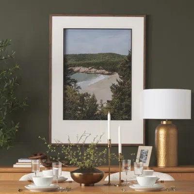 Mercana Maine Beach View By Kelly Frere Hand-embellished Framedphoto Print Matted Under Glass