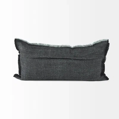 Mercana Malia Rectangular Linen Pillow Cover In Black;teal