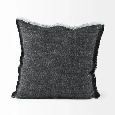 Mercana Malia Square Linen Pillow Cover In Black