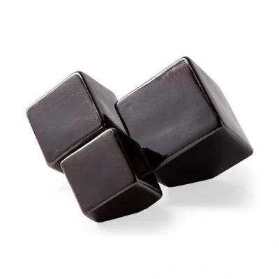 Mercana Mayweather Set Of 3 Black Geometric Ceramic Cubes