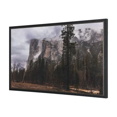Mercana Misty Mountain By Gary Blatter Hand Embelished Textured Framed Canvas Art Print In Brown;white;green;gray