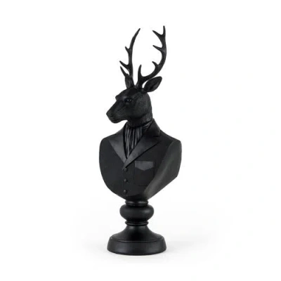 Mercana Mozart Painted Resin Deer In A Suit Bust In Black