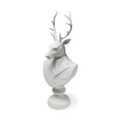 Mercana Mozart Painted Resin Deer In A Suit Bust In White