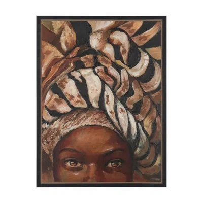 Mercana Mud Cloth Head Scarf I By  Studio A Hand Embellished Textured Canvas