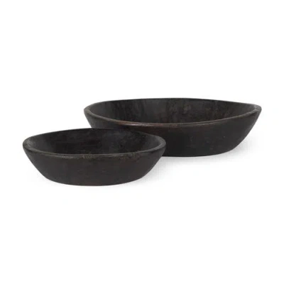 Mercana Nikita Set Of 2 Reclaimed Wood Bowls In Black