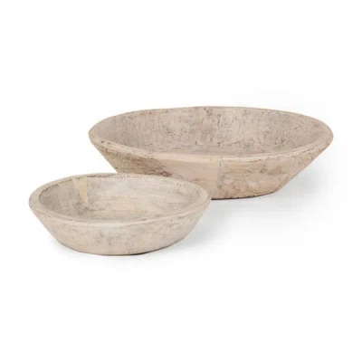 Mercana Nikita Set Of 2 Reclaimed Wood Bowls In Brown