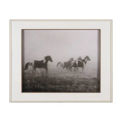 Mercana Painted Horses On The Run By Debra Van Swearingen A Hand Embellished Framed Photo Art Print  In White