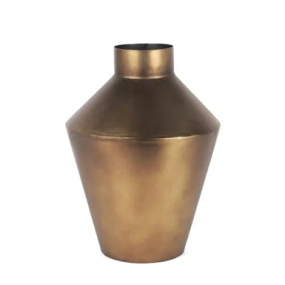 Mercana Perrin Brushed Metal Decorative Vase In Gold